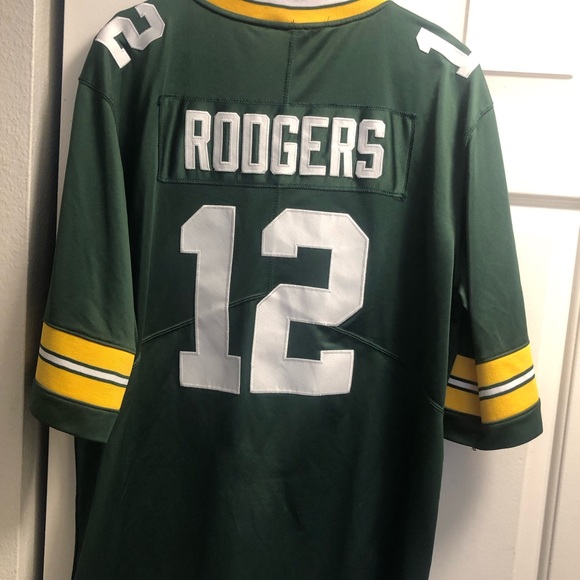 D & PGKA Green Bay Packers #12 Aaron Rogers Men’s Green Yellow Jersey Size Large - Picture 8 of 11
